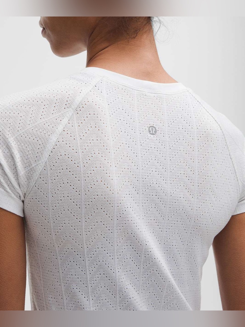 Lululemon swiftly pointelle short sleeve shirt top herringbone dot white